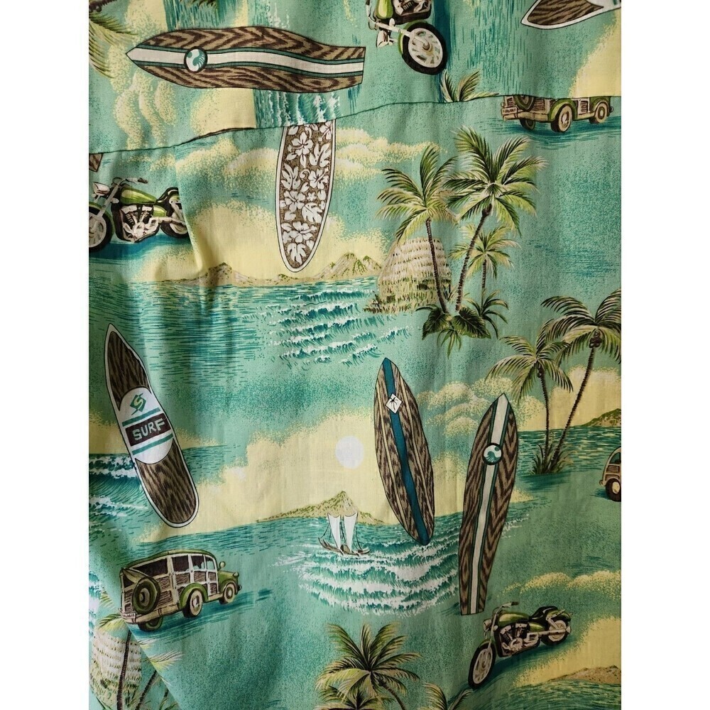 mens hawaiian royal creations sz large euc button down beach/surf print - Picture 5 of 5
